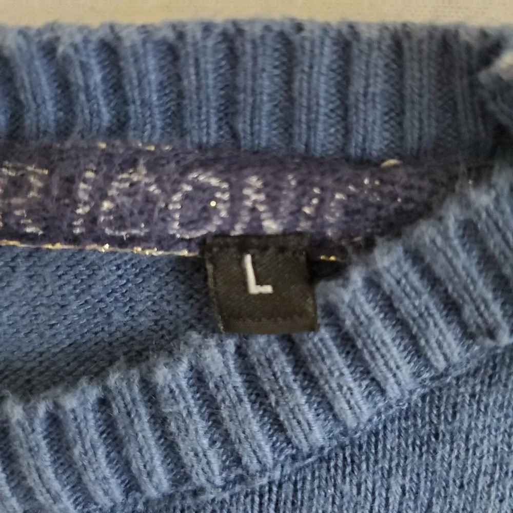 Tom Tailor Iconic Sweater 100% Cotton Mens Size Large Blue Perforate ICONIC LOGO